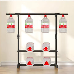 STANSY Garment Rack Freestanding Hanger, Metal Clothing Storage Rack with Double Shelves, Black, Multi-Functional Clothes Stand for Bedroom, Closet, Boutique