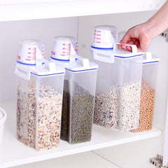 SYGA Plastic Clear Dry Food Storage Container with Pour Spout and Measuring Cup Cereal Jar