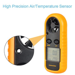 SYGA Anemometer, Digital LCD Wind Speed Meter Gauge Air Flow Velocity Measurement Thermometer for Windsurfing Kite Flying Sailing Surfing Fishing