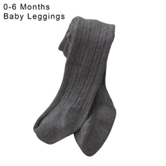 SYGA Baby Tights For Girls Soft Cotton Infant Leggings Toddler Solid Knit Stockings Socks Newborn Warm Crochet Pants (0-6 Months, Dark Grey)