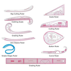 SYGA Sewing Ruler, Flexible Multi-Function Curve Ruler for Manual Cutting Garment Sewing Dressmaking Tools for Pattern Making for Tailors, Set of 10 Pieces