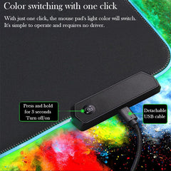 SYGA Black RGB Gaming Desk Pad Non Slip Rubber Base Soft & Smooth Microfiber(80CM*30CM)