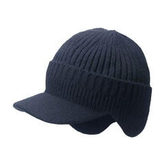 MOMISY Unisex Acrylic Woolen Beanie Helmet Skull Brim Cap for Men and Women-Free Size (Blue)