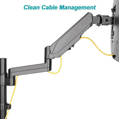 SYGA Monitor Stand Arm Desk Mount Fully Height Adjustable Bracket with C-Clamp & Gronment 180°Tilt Rotation Supports 22 to 35 Inch Monitors and TV - Single MSE03