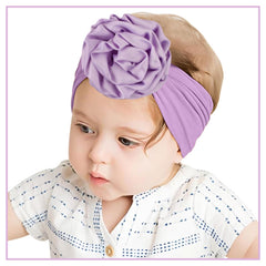 SYGA PACK OF 3 Baby Headbands Soft Nylon Fancy Flower Strechable Hairbands Newborn Infant Toddlers Kids 0-3 Year (Red-White-Yellow)