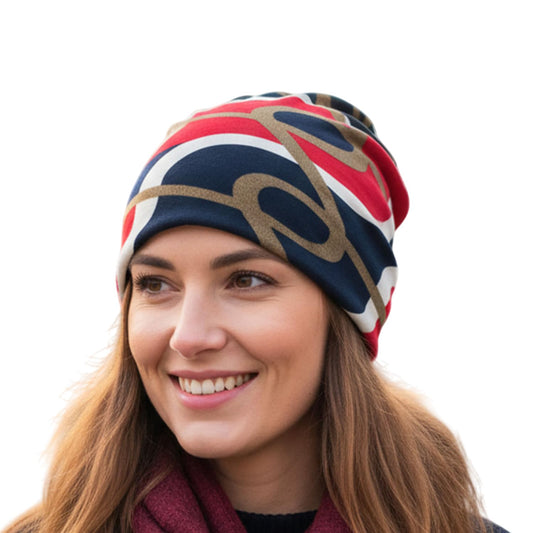 MOMISY Soft Stretch Chemo Scarf Beanie | Breathable Slouchy Hat with Stylish Prints for Women (Orange)