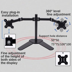 SYGA Monitor Stand Arm Desk Mount Fully Height Adjustable Bracket with C-Clamp & Gronment-Ergonomic 180 Tilt Suitable for Max 27 Inch TV and Monitor Screen (Dual Monitor Stand Base Stand)