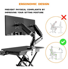 SYGA Monitor Stand Arm Desk Mount Fully Height Adjustable Bracket with C-Clamp & Gronment 180 Tilt Rotation Supports 16 to 31 Inch Monitors and TV (DualArm Black)