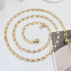 SYGA Metal Hook Adjustable Waist Chain Women's Fashion Versatile Decorative Dress Personalized Chain Waist Slim Belt(Gold)