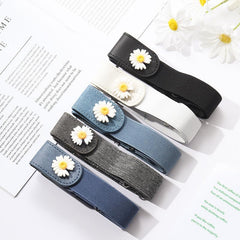 SYGA Jeans Belt Elastic Women's Punch-Free Decoration buckle Style Lazy Belt