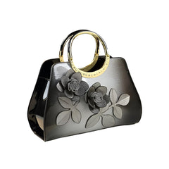 SYGA Women's Dumpling Handbag – Floral Accent Soft Tote with Zipper Closure & Elegant Daily Shoulder Bag