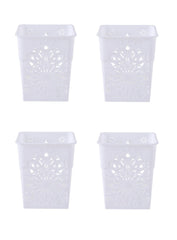SYGA 4 Pieces Plastic Square Shape Storage Pen Holder_White