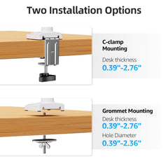 Monitor Arm for 13-32 inch Screens, Monitor Desk Mount, Adjustable Height, VESA Mount with Clamp & Grommet Bases, Freelift White