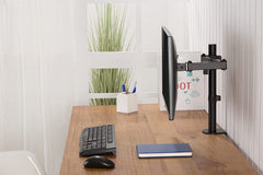 SYGA Single Monitor Stand Arm Desk Mount Fully Adjustable Bracket Ergonomic 180 Tilt, 360 Rotation & 360 Swivel Arm - VESA Dimensions: 75x75-100x100 - Single