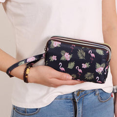 MOMISY Women's Girls Clutch | Zipper | Ladies Purse Wallet Girls (Flamingo)