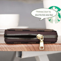 SYGA New Chex Design Card Bag Fashion Multi-Card Business Card Bag Zipper Coin Purse Card Holder Supports(CHEX-Brown-Style-1)