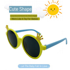 SYGA Children's Goggles Crown Style Sunglasses Anti-UV Lens Eyewear Kids Sunglasses (Blue Frame Pink Legs)