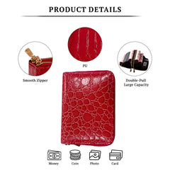 SYGA Women's Fashion Wallet, Double Zipper with Card Slots and Coin Pouch(Burgundy)