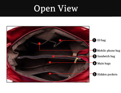 SYGA Women's Large Capacity Casual Crossbody Bag, One Shoulder Strap, Pu Leather Handbags(Burgundy)