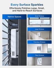 ECOVACS WINBOT Window Cleaning Robot - Compact Design, Dual Nozzles with Ultrasonic Spray, 9-Stage Protection System, Intelligent Path Planning, 3 Cleaning Modes, Anti-Slipping System