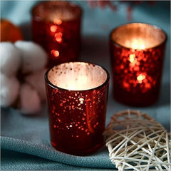 The Purple Tree Rose Gold Mercury Votive Tealight Candle Holders for Diwali and Christmas (Pack of 6) - Corporate Gifts, Home Decor, Decoration - Glass