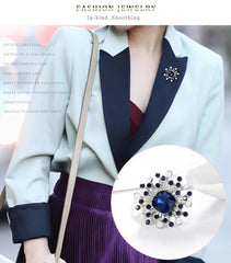 SYGA Brooch Pin Fashion Crystal Rhinestone Jewellery Pin Vintage Clothing Accessories Decoration Blue Diamond Brooches For Women- S260