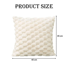 MOMISY Corduroy Cushion Throw Pillow Covers, Honeycomb Pattern, 45 x 45 cm, Pack of 2 (White)
