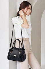 SYGA Women's Bags Soft Leather Middle-Aged And Elderly Women's Bags Single Shoulder Crossbody Bag(Black)