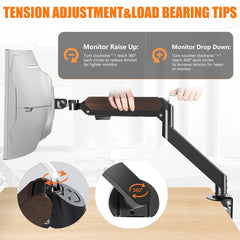 ZORBES® Monitor Mount for 17-38 Inch Screens 360 Degree Adjustable Alloy Steel Monitor Stand No Drill Desk Clamp Ergonomic Screen Holder with Cable Slot 10kg Capacity
