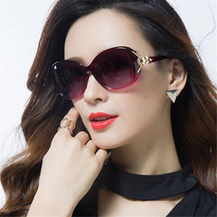SYGA Women's Fox Head Sunglasses Large Frame Fashionable Driving Sunglasses (Gradient purple)