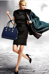 SYGA Leather Hand-Held Crocodile Pattern Women's Bag Single-Slant Handbag(BLUE)