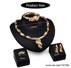 SYGA Pack of 4 Jewelry Set Bridal Banquet Jewelry Set Necklace,Earrings,Bracelet,Ring Set for Party Wedding Festive for Women