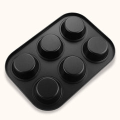 Syga 1Pcs Muffin Cup Cake Tray for 6 Muffins Bakeware Silicone Muffin Pan_Black