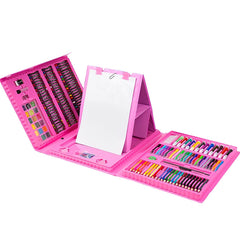 SYGA 208-Piece Children's Art Set with Easel and Drawing Supplies Complete Creative Kit for Kids (Pink)