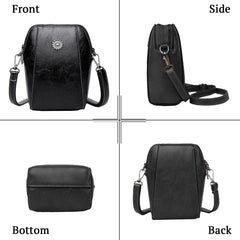 SYGA Women's Soft Leather Crossbody Mini Small Bag Fashion Vertical Style Small Mobile Phone Bag(Black)