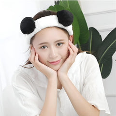 MOMISY Women's/Girl's Lovely Hair Band Wash Face Spa Headband-Washable Facial Band Makeup Wrap Elastic Headbands- 1 No. -White Black