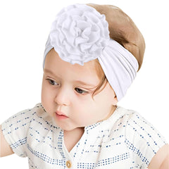 SYGA PACK OF 3 Baby Headbands Soft Nylon Fancy Flower Strechable Hairbands Newborn Infant Toddlers Kids 0-3 Year (Red-White-Yellow)