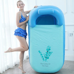 SYGA Inflatable Foldable Bathtub Plastic Bath Barrel Swimming Pool for Adult Inflatable PVC Bathtub Folding Spa Bathtub - Blue