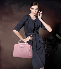 SYGA Women's Handbag Corrugated Fawn Pendant Cute Shoulder Bag Fashionable Style Crossbody Bag(Pink)