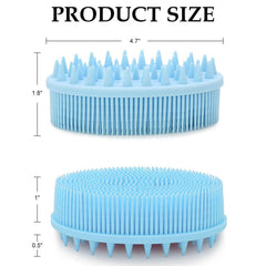 MOMISY Ultra Soft 2-in-1 Body & Shampoo Brush, Exfoliating Silicone Bath Scrubber, Premium Silicone Loofah, Scalp Massager (Blue)