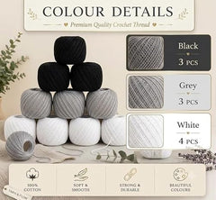 Crochet Cotton Thread Yarn Combo, 10 Rolls for Knitting, Crochet, Embroidery and Craft Making, Soft Decorative Thread for Handmade DIY Projects, Yellow & Green