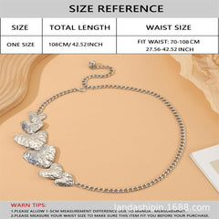 SYGA Women's Love Hammer Pattern Basic Waist Chain Belt Festival Dress Decorative Girdle Metal Waist Chain(Silver)