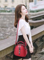 SYGA Women's Crossbody Bag, Zip Top, PU Leather Shoulder Bag (Red)