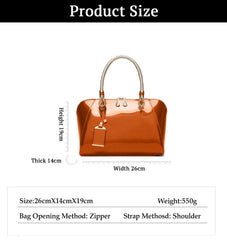 SYGA Gloosy versatile patent leather women's bags, texture and personality, portable Handbag, crossbody bag(ORANGE)