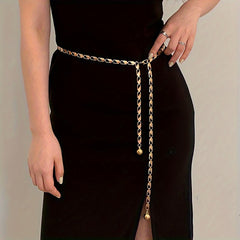 SYGA Metal Hook Adjustable Waist Chain Women's Fashion Versatile Decorative Dress Personalized Chain Waist Slim Belt(Gold)