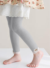 SYGA Girls' Summer Leggings, Pantyhose One Side Flower Design L Size is Suitable for 4-6 Years Old(White)