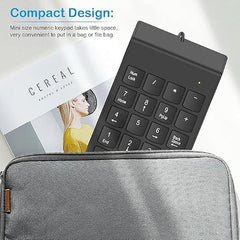 SMARTTECH USB Wired Numeric Keypad, Portable Number Pad with 18 Keys, Plug & Play External Numpad for Laptop PC Computer, Slim Compact Design for Office Accounting Data Entry Windows Mac