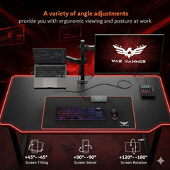 WAR HAMMER Heavy Duty Pro Series Monitor Stand with Laptop Tray - Basic Pole Mount for 22-32 Inch Monitors, Tilt Adjustable, Ergonomic Design, Weight Support 8 kg