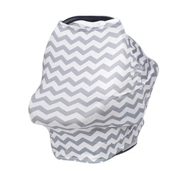 MOMISY Car Seat Canopy Nursing Scarf Poncho Multi-Use Cover, Shopping Cart Cover, Stroller Cover, Infinity Scarf 360° Privacy Breastfeeding Protection, Baby Shower - White Zigzag Design