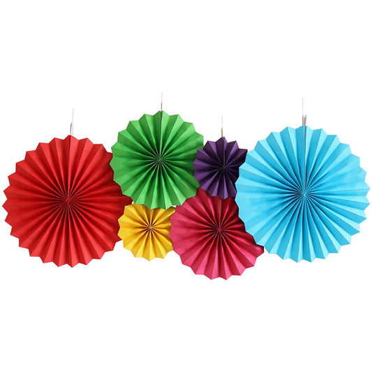 SYGA 6 Pieces of Paper Flower Fan Decoration Background Wall DIY Paper Fan Flower Ball Set Pure Color Paper Fan